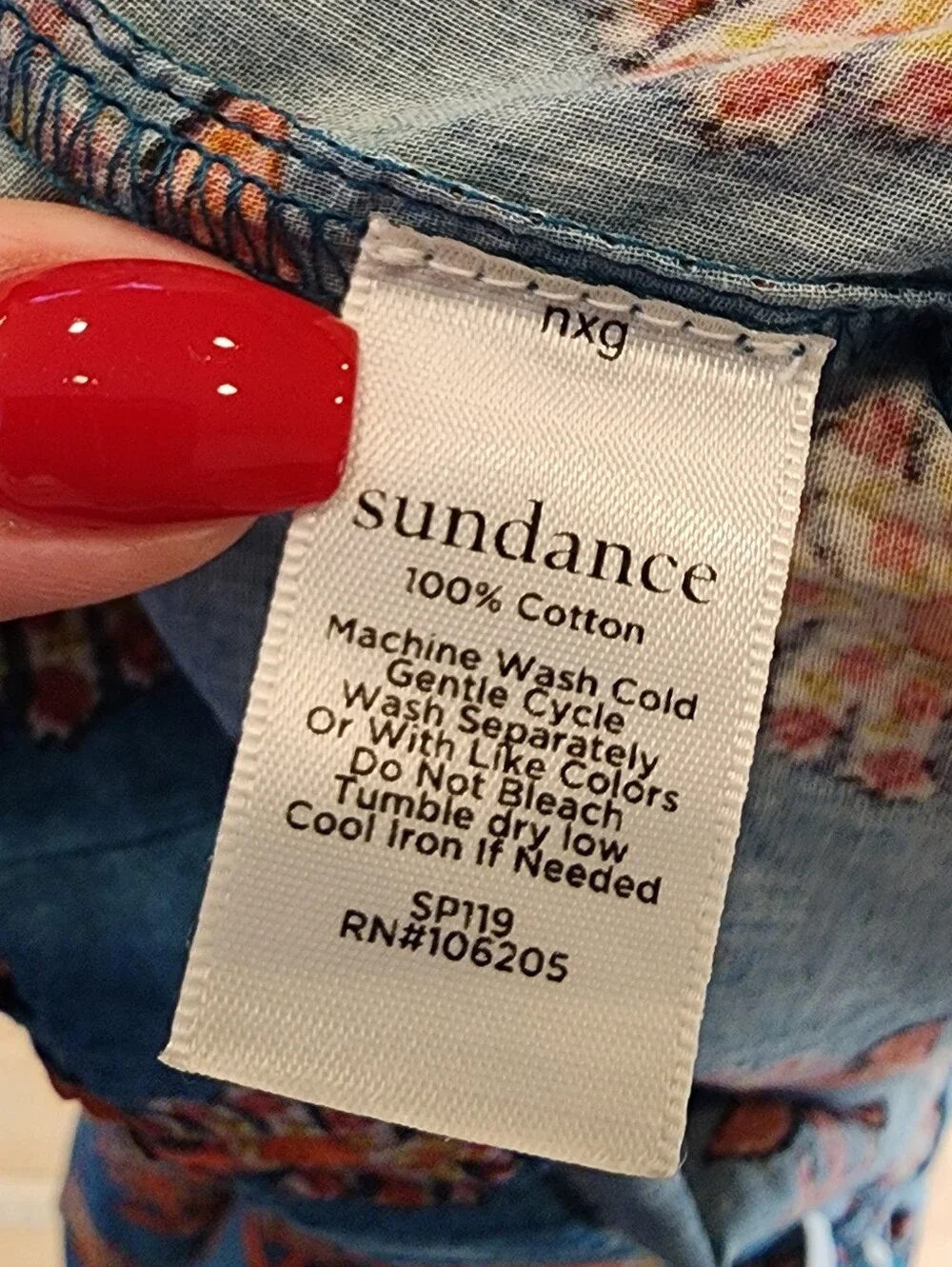 Sundance 100% Cotton Lightweight Pull On Drawstring Shorts Blue Pattern Large